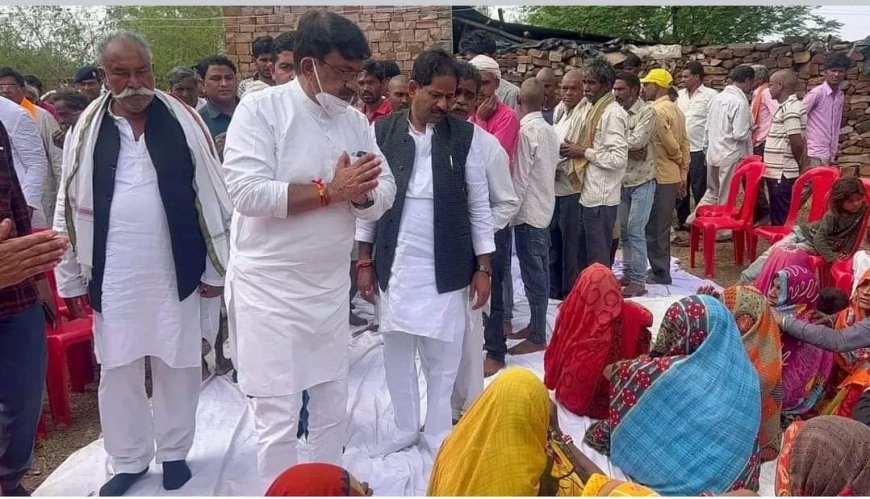 चंबल में 7 लोगो के डूबने से हुई मौत पर पंचायत एवं जिले के प्रभारी मंत्री पीड़ित परिवार से मिले