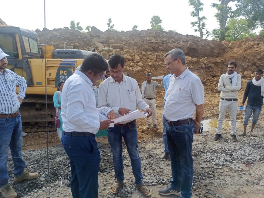 तहसील बमोरी के डिगडोली में निर्मित स्टापडेम का कलेक्टर द्वारा किया गया निरीक्षण, स्टापडेम के कार्य में प्रगति लाने के दिये निर्देश