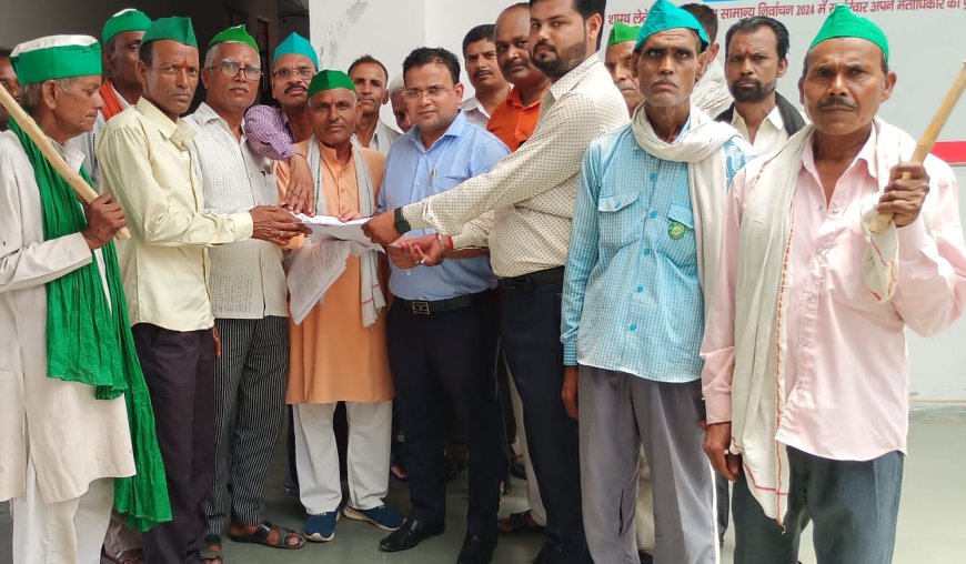 किसान यूनियन के कार्यकर्ताओं ने तहसीलदार को सौंपा ज्ञापन