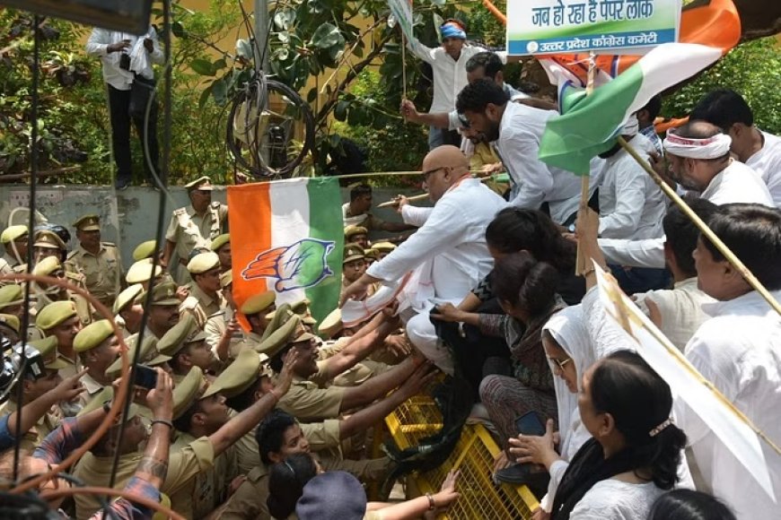 यूपी: नीट व यूजीसी नेट की परीक्षा में हुई धांधली को लेकर कांग्रेस का जबरदस्त प्रदर्शन