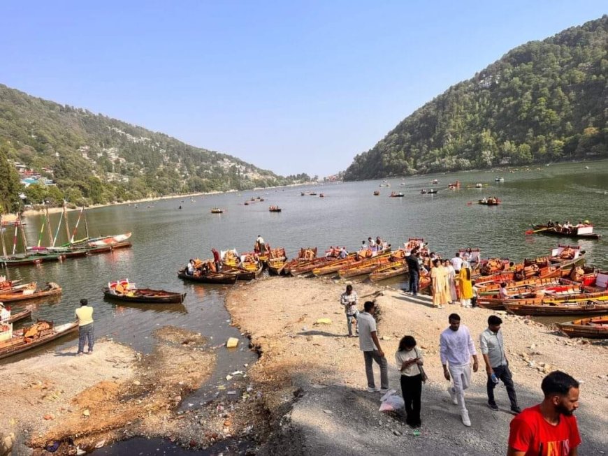 नैनीझील सूख रही, जहां नाव चलती थी वहां अब पर्यटक घूम रहे