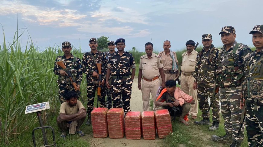 एसएसबी और पुलिस की देर रात्री करवाई में भारी मात्रा में गांजा बरामद, दो तस्कर भी पकड़ाया