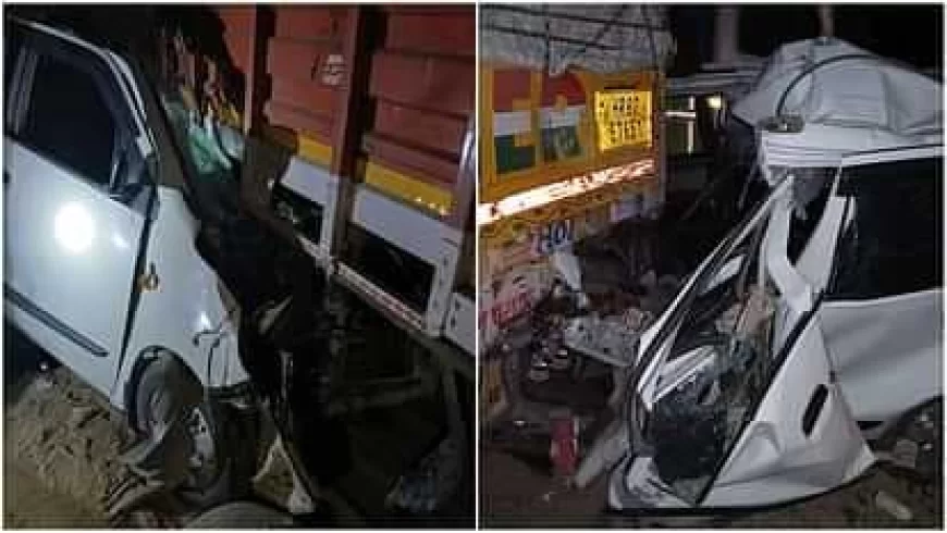 यमुना एक्सप्रेसवे पर कैंटर के नीचे घुस गई कार, पुलिसकर्मी बुरी तरह फंसे; एक की हालत गंभीर