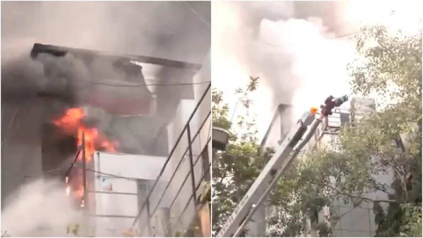 मुंबई में इलेक्ट्रॉनिक्स सामान के शोरूम की इमारत में भीषण आग, 12 दमकल गाड़ियां मौके पर