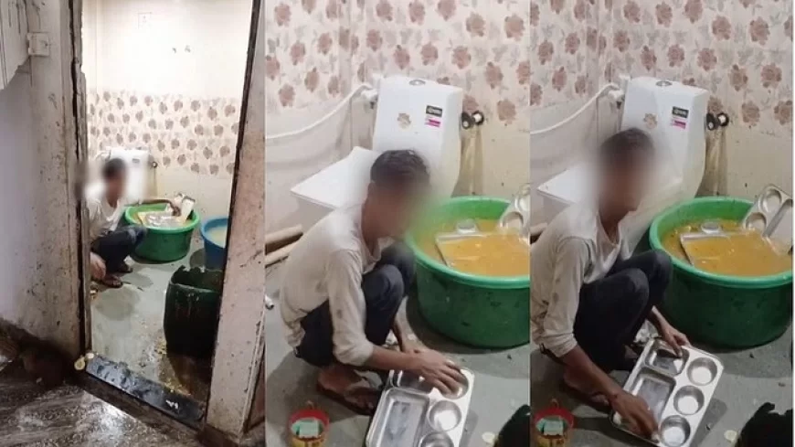 मथुरा: होटल के शाैचालय में साफ किए जा रहे थे बर्तन...वीडियो देख लोगों का खाैल उठा खून