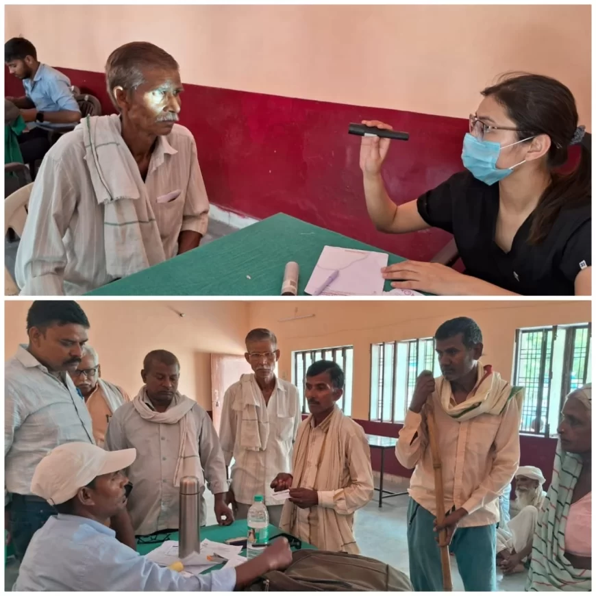 रेड क्रॉस सोसाइटी के निःशुल्क नेत्र चिकित्सा शिविर में नेत्र रोगियों का हुआ परीक्षण