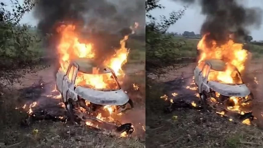 बुलंदशहर में दर्दनाक हादसा, पुलिया से टकराकर पलटी कार, आग लगने से मासूम समेत पांच लोग जिंदा जले; एक घायल