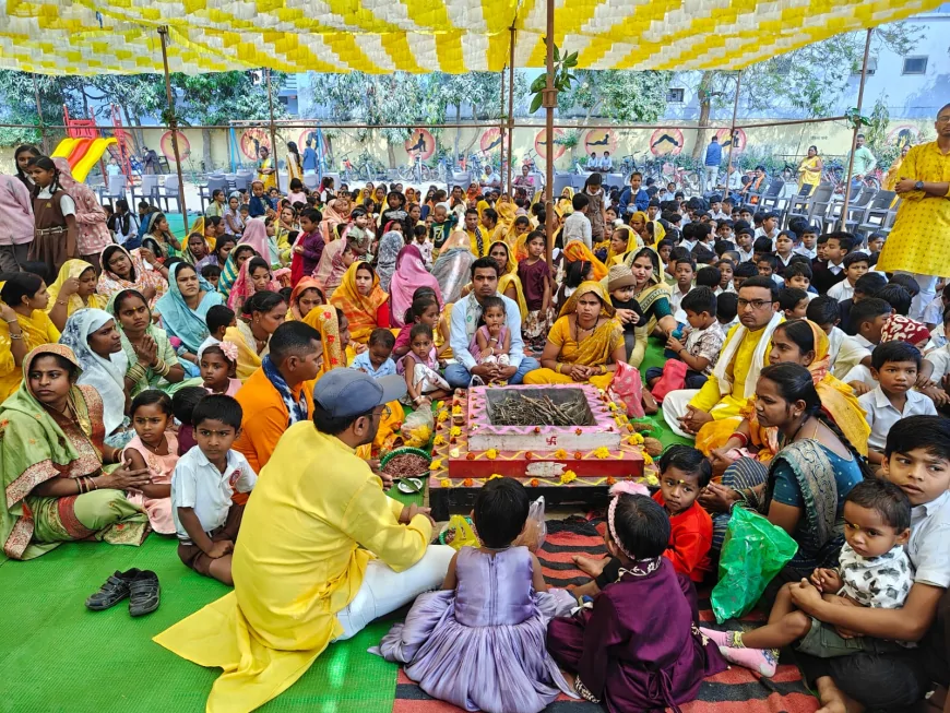 विद्यारंभ संस्कार एवं सरस्वती पूजन का कार्यक्रम संपन्न