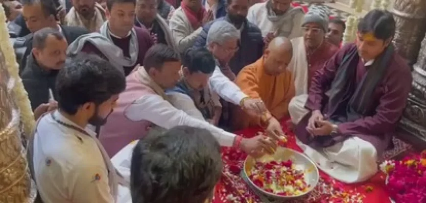 भाजपा राष्ट्रीय अध्यक्ष नितिन नवीन पहुंचे मथुरा, बांके बिहारी मंदिर में पूजा-अर्चना की