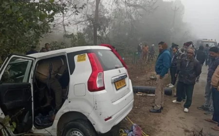 लखीमपुर खीरी में भीषण सड़क हादसा: दंपती समेत तीन की मौत, तीन घायल