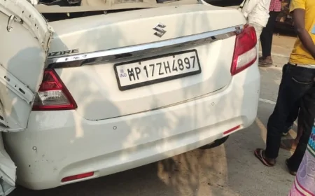 नेशनल हाईवे-30 पर दर्दनाक हादसा: ट्रक से कार की भीषण टक्कर में चार कोबरा जवान शहीद, एक गंभीर