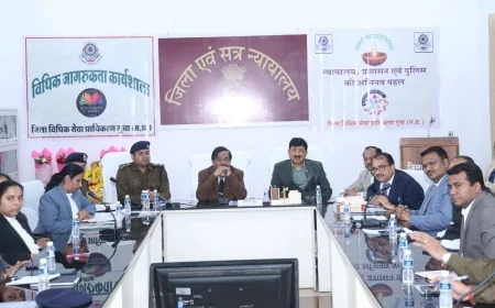 प्रधान जिला न्यायाधीश की अध्यक्षता में आयोजित की गयी "न्यायालय, प्रशासन एवं पुलिस की अभिनव पहल" विषय पर प्रशिक्षण कार्यशाला