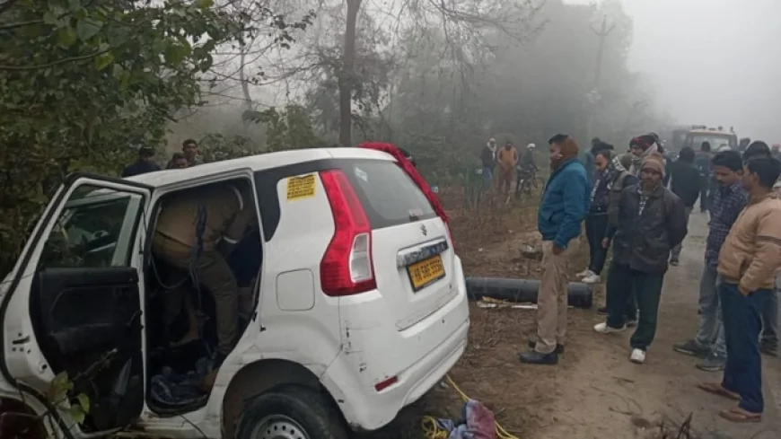 लखीमपुर खीरी में भीषण सड़क हादसा: दंपती समेत तीन की मौत, तीन घायल