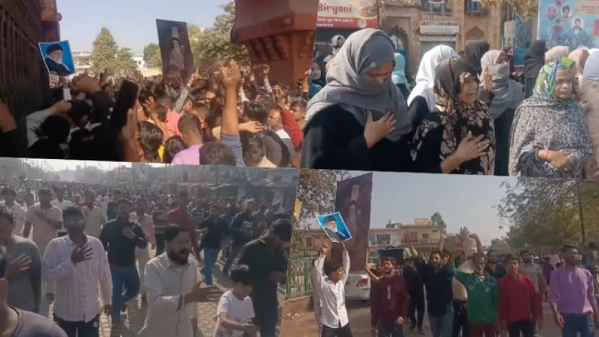 ईरान के सुप्रीम लीडर आयतुल्ला अली खामेनेई की हत्या के विरोध में लखनऊ में शिया समुदाय का प्रदर्शन