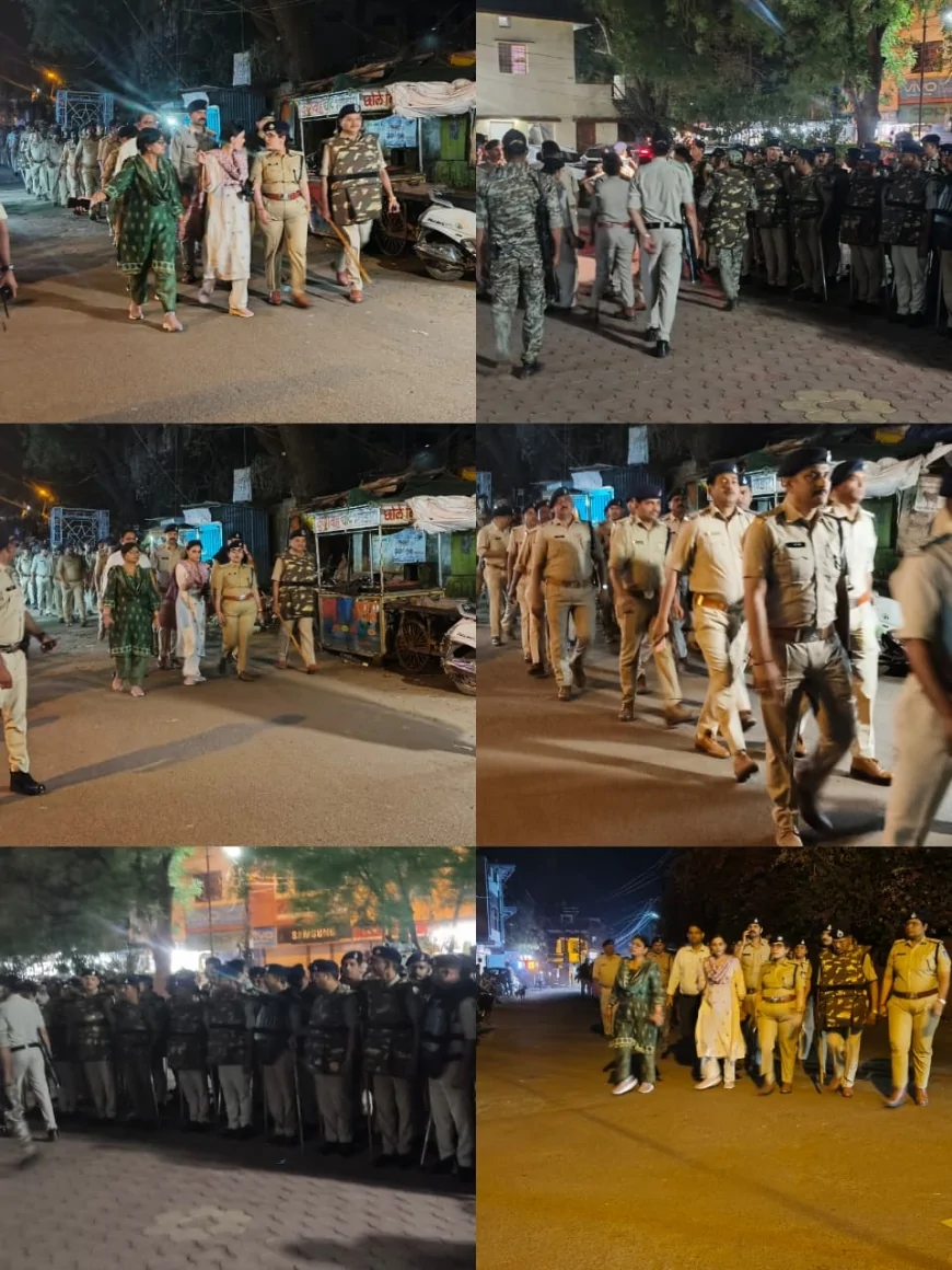 आगामी त्यौहारों के मद्देनजर शहर में शांति व सुरक्षा सुनिश्चित करने हेतु पुलिस अधीक्षक हितिका वासल के मार्गदर्शन में शहर में निकाला व्यापक पैदल मार्च
