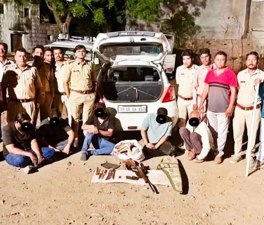 बीनागंज जंगल में शिकार करते 5 आरोपी गिरफ्तार, हथियार और मांस बरामद