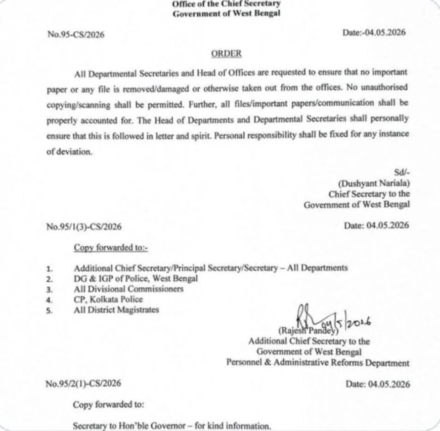 प.बंगाल में फ़ाइलों की सुरक्षा का आदेश जारी