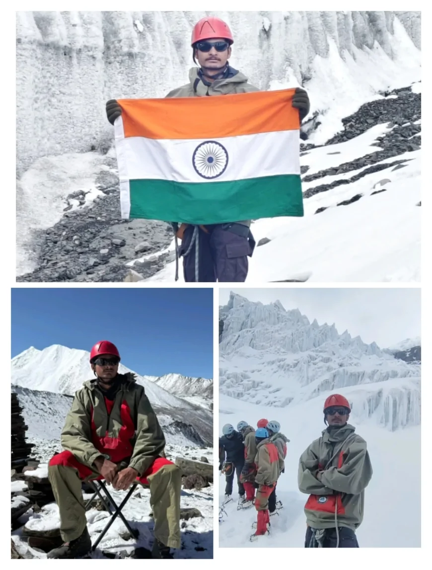 6Bn BATTALION NCC CADETS HOITS FLAG AT 6400 METER HIGHT CORICHEN GLACIER