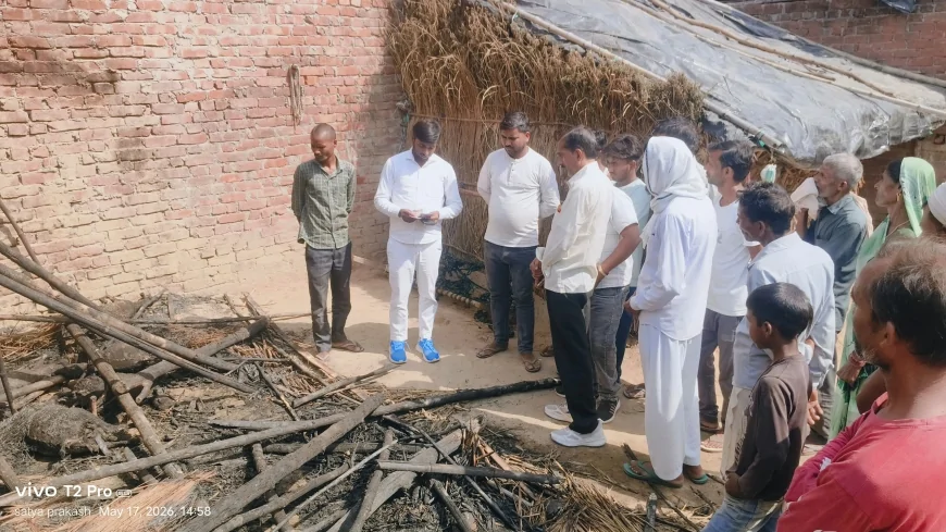 झोपड़ी में लगी आग से विधवा का आशियाना राख, 6 बकरों की जलकर मौत