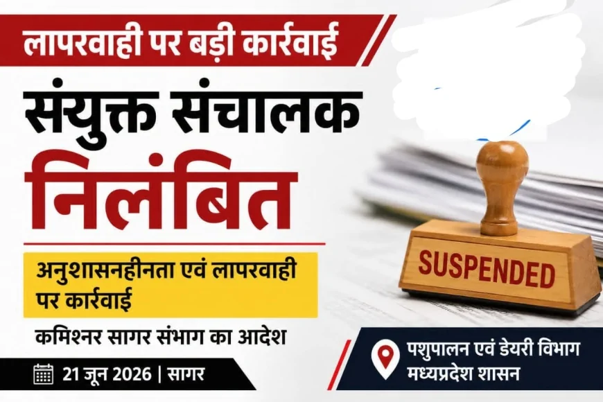 पशुपालन एवं डेयरी विभाग सागर की संयुक्त संचालक सस्पेंड