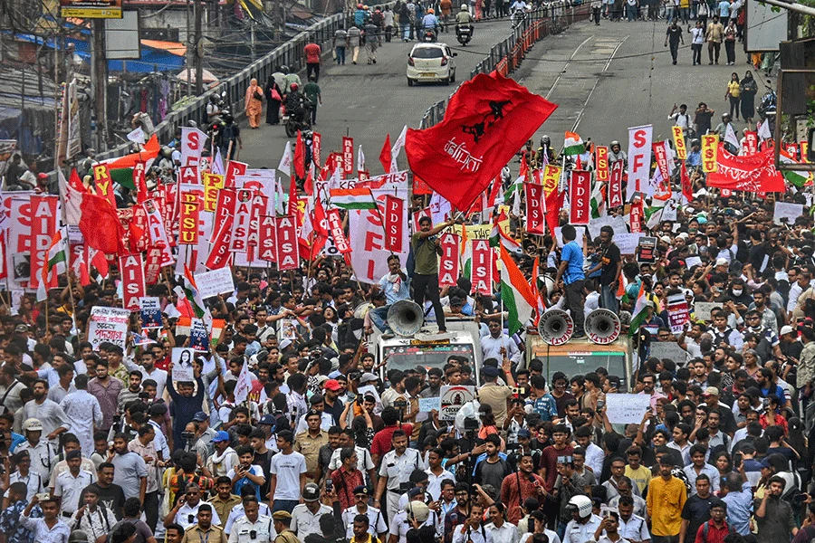 Left student groups, Cockroach Janta Party hold Kolkata rally, demand Dharmendra Pradhan's resignation