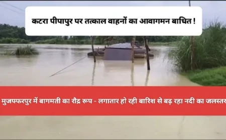 मुजफ्फरपुर में बागमती नदी उफान पर, कटरा पीपापुल पर वाहनों के आवागमन पर रोक