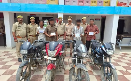 हाथरस पुलिस का बड़ा खुलासा: वाहन चोर और मोबाइल स्नैचर गैंग के 4 सदस्य गिरफ्तार