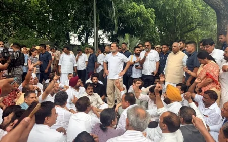 पेपर लीक विवाद पर कांग्रेस का प्रदर्शन, राहुल-प्रियंका ने पीएम मोदी के इस्तीफे की उठाई मांग