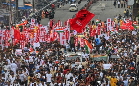 Left student groups, Cockroach Janta Party hold Kolkata rally, demand Dharmendra Pradhan's resignation