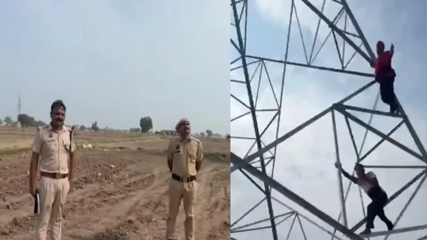 सिरसा में हाईटेंशन बिजली टावर पर चढ़े किसान, मुआवजे को लेकर किया विरोध; मौके पर पहुंचा प्रशासन