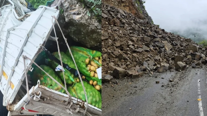 बारिश से उत्तराखंड बेहाल: भूस्खलन से बदरीनाथ हाईवे बंद, कोटद्वार में वाहन पर गिरे बोल्डर