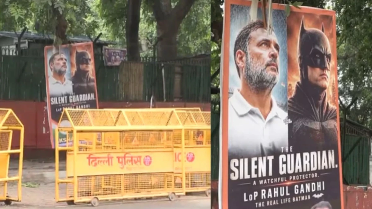 राहुल गांधी बने ‘रियल लाइफ बैटमैन’, कांग्रेस मुख्यालय के बाहर लगे पोस्टर