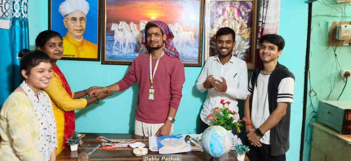 GIRL STUDENTS TIED RAKHIS ON THEIR COUNTERPARTS