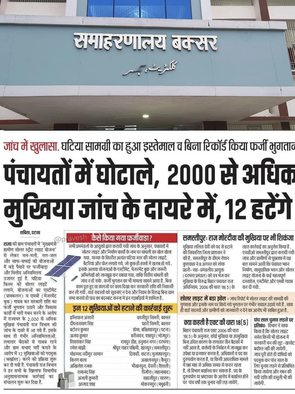 ACTION TO REMOVE 12 MUKHIAS IN BIHAR