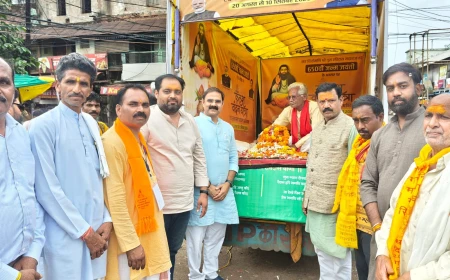 गुना में संत रविदास समरसता संकल्प यात्रा का भव्य आयोजन, जगह-जगह हुआ पुष्पवर्षा से स्वागत