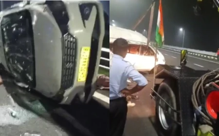 बदायूं में गंगा एक्सप्रेसवे पर भीषण हादसा, कुत्ते को बचाने में पलटी कार; दो महिलाओं समेत तीन की मौत, छह घायल
