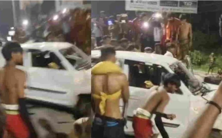 कांवड़ खंडित होने पर भड़के श्रद्धालु, कार में तोड़फोड़; पुलिस ने संभाला मामला