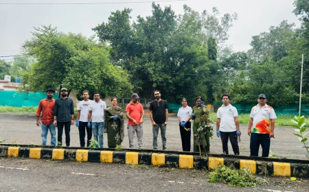गुना में स्वच्छता और पौधरोपण अभियान, परशुराम चौराहे के डिवाइडर की सफाई कर लगाए पौधे