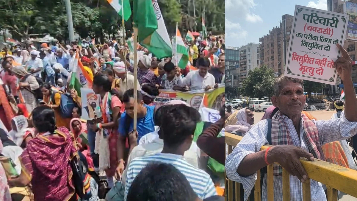 बिहार: परिचारी अभ्यर्थियों का प्रदर्शन, मुख्यमंत्री आवास की ओर बढ़ रहे अभ्यर्थियों को पुलिस ने रोका