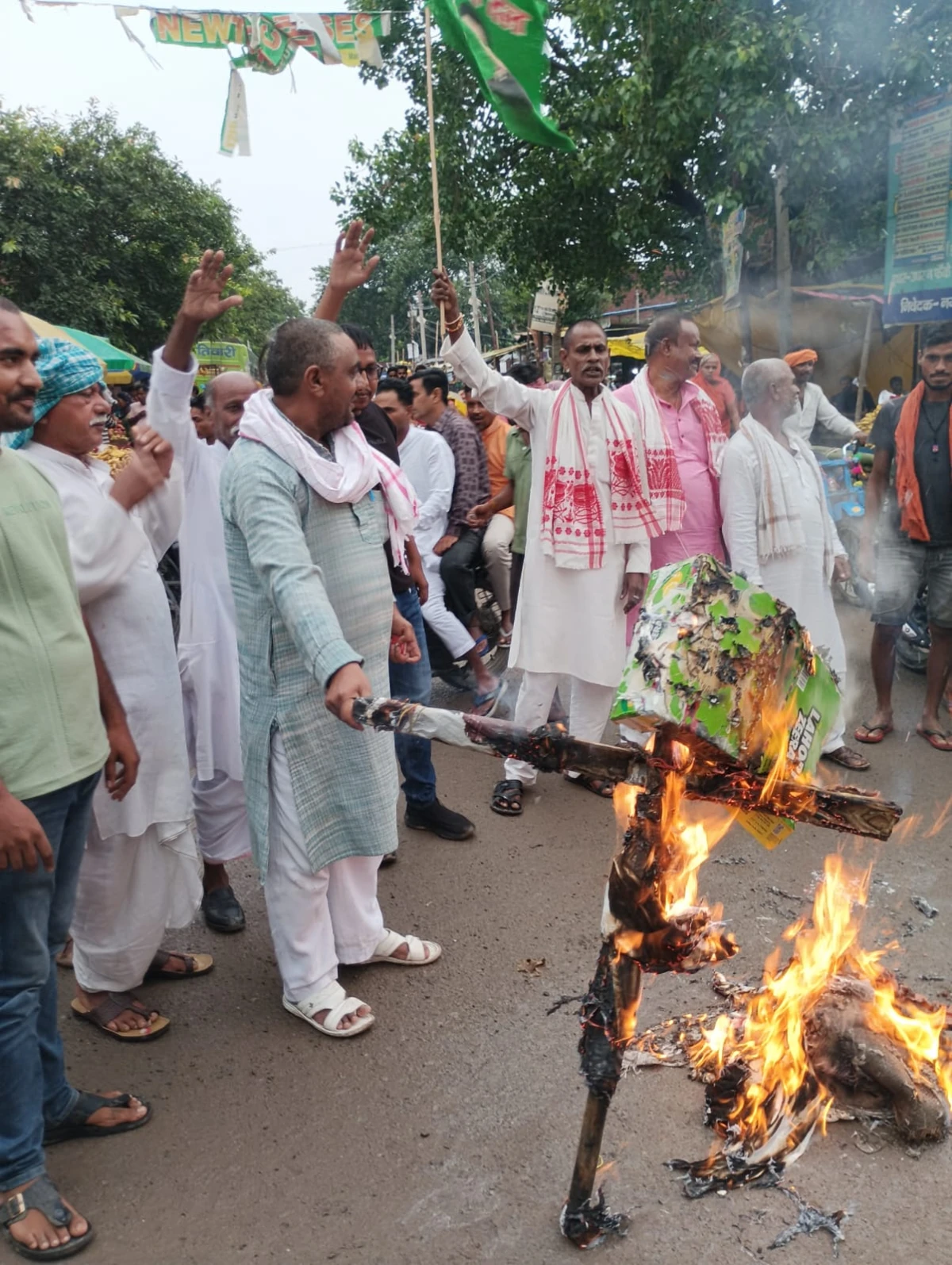 RJD BURNT EFFIGY OF EC AGAINST VOTER LIST REVISION