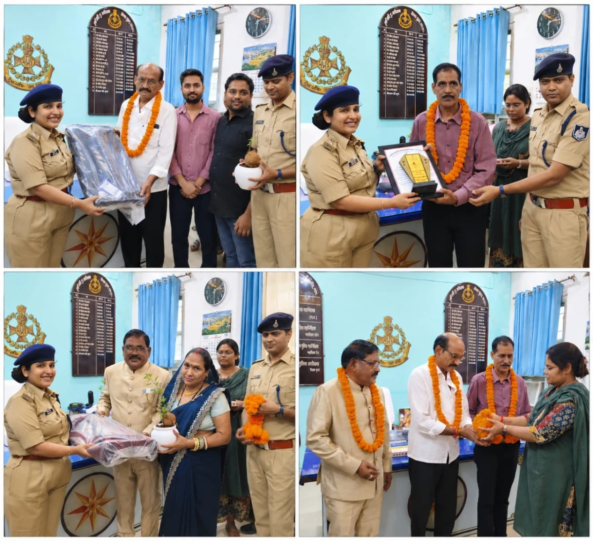 पुलिस विभाग से सेवानिवृत्त तीन कर्मचारियों को सम्मानपूर्वक दी गई भावभीनी विदाई
