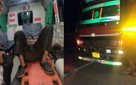 यमुना एक्सप्रेसवे पर रफ्तार का कहर: टायर बदल रहे दो युवकों को कैंटर ने रौंदा, दोनों की मौत; चार घायल