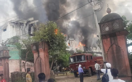 मुरादाबाद की फैक्टरी में भीषण आग, दो किलोमीटर दूर तक दिखा धुएं का गुबार; इलाके में अफरा-तफरी