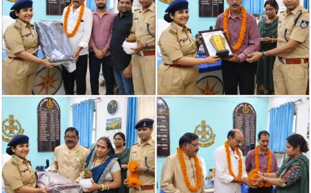 पुलिस विभाग से सेवानिवृत्त तीन कर्मचारियों को सम्मानपूर्वक दी गई भावभीनी विदाई