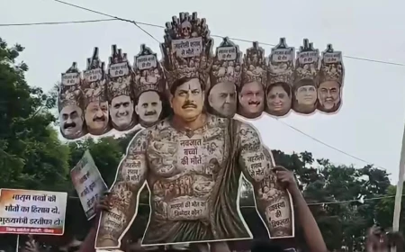 सीएम सहित बीजेपी नेताओं के रावण रूपी पुतले बनाने और जलाने के मामले में चार कांग्रेस नेताओं पर एफआईआर