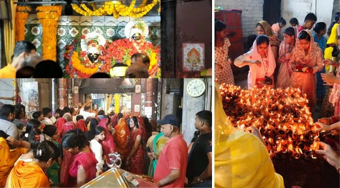 PEOPLE THRONGED AT ARANYA DEVI TEMPLE