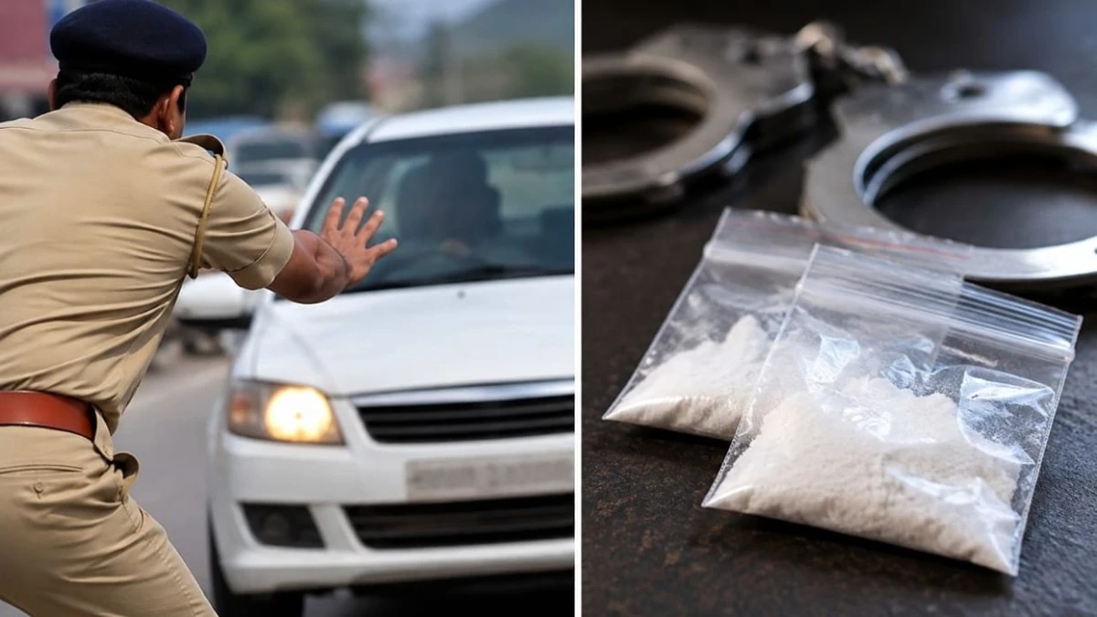 ऊना में पुलिस को देखकर गाड़ी भगाई, एसएचओ को टक्कर मारने का आरोप; 14.50 ग्राम चिट्टा बरामद, दो गिरफ्तार
