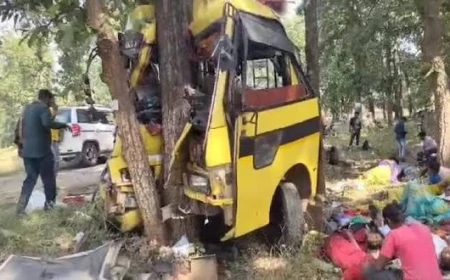 मनेंद्रगढ़ बस हादसा: पेड़ से टकराई यात्री बस, 6 की मौत, 15 घायल; हादसे की तस्वीरें आईं सामने