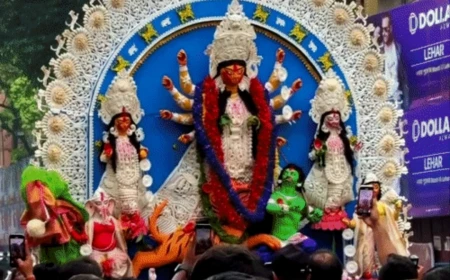 मां दुर्गा को नम आंखों से विदाई, गुलाल-अबीर के बीच गूंजे जयकारे