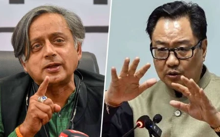 विरोध-प्रदर्शनों को लेकर सोशल मीडिया पर किरेन रिजिजू से भिड़े थरूर